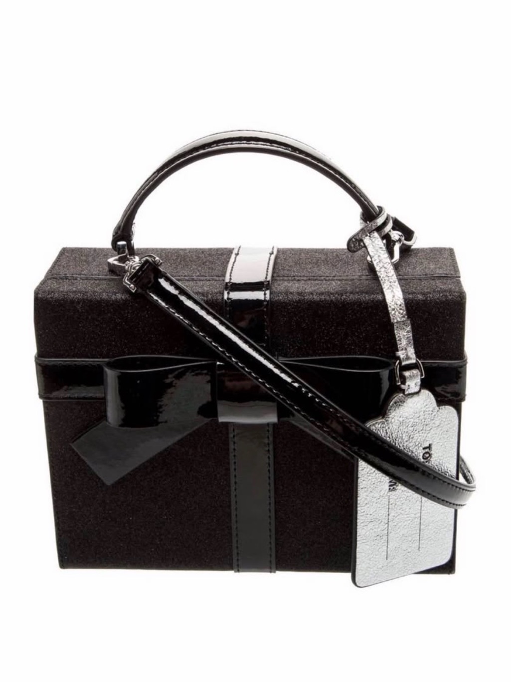 Kate Spade Black Box Bag With Bow And Silver Tag